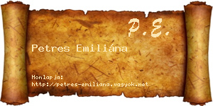 Petres Emiliána névjegykártya